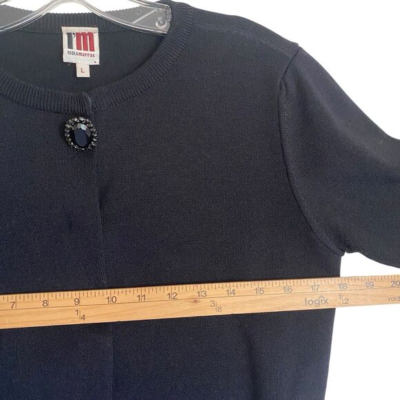 Isola Marras Cardigan L  Black Wool Knit Crop Designer Old Money Goth Whimsigoth - Picture 3 of 10